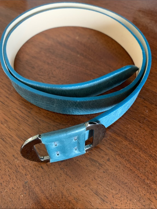 Esprit Accessories - Esprit Teal Blue Leather Belt with Silver-Tone Buckle